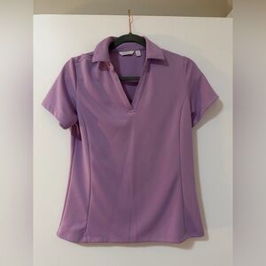 Lady Hagen Lavender Polo-Style Short Sleeve Top